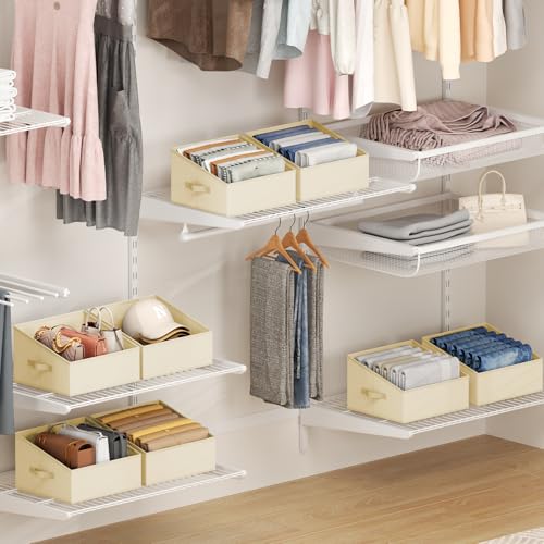 Closet Storage Bins 8 Pack (Beige / 8 Bins 11.4"x11.4"x7.8")