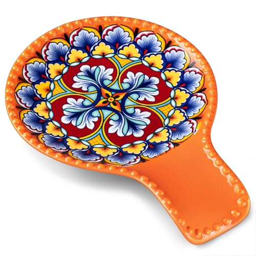 7.7 Inch Ceramic Spoon Rest (Orange)