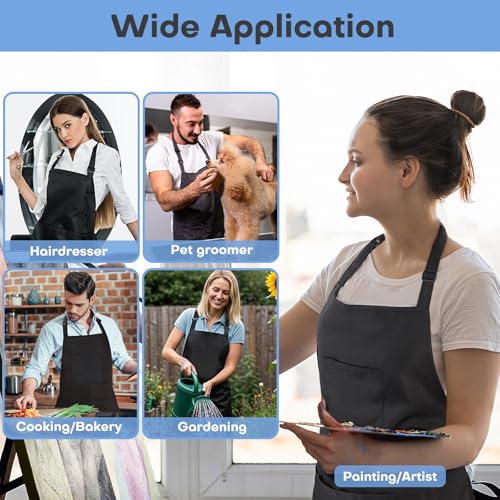 Hair Stylist Apron with 4 Pockets (Black Hair Styling Apron)
