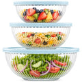 Glass Mixing Bowls with Lids Set (3 Pack Sky Blue)