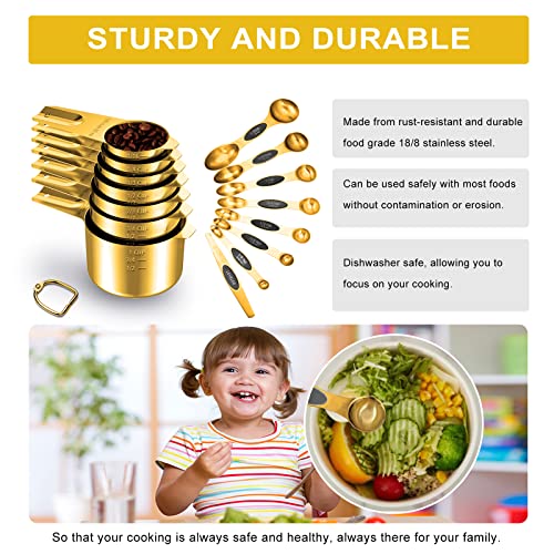 Gold Measuring Cups and Spoons Set of 15 (Gold / Set of 15)