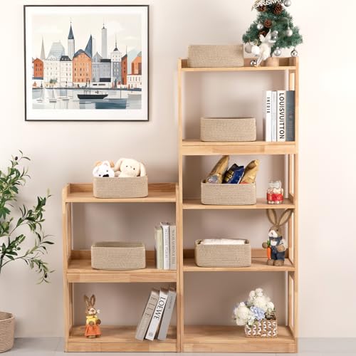 6 Pack Small Storage Baskets for Shelves (Brown / 11.81x7.87x4.72)