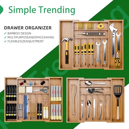 Expandable Bamboo Kitchen Drawer Organizer