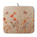 Rustic Fall Flowers Dish Drying Mat Retro Autumn Orange Floral Butterfly Dish Drainer Mats 16"x18" Microfiber Reversible Dish Drying Rack Pad Protector for Kitchen Countertop Decor (18" x 16")