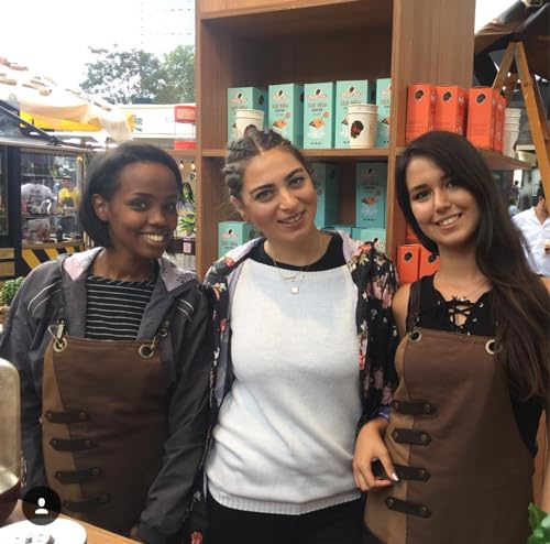 Apron for Women and Men Waterproof Canvas Extra Pocket for Chef Barista Gardening BBQ Grilling Crossback Unisex (Red White)
