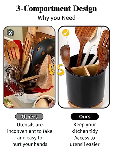 3 Compartment Utensil Holder (Black / 7.2 inch)