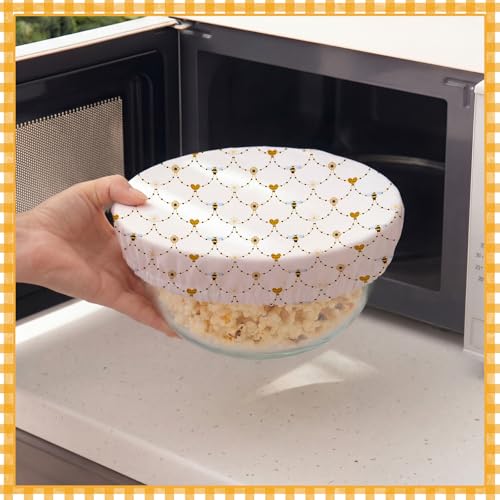 10 Pcs Reusable Bowl Covers in 5 Size (Yellow, White / Bee Style)