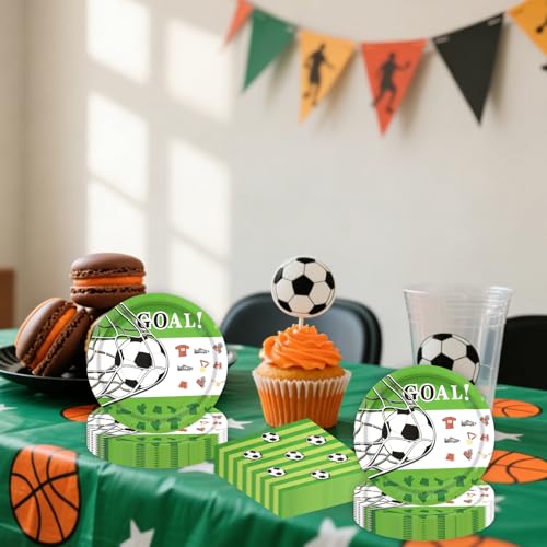 50pcs Soccer Paper Plates and Napkins Party Supplies
