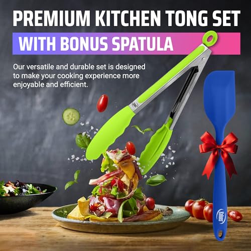 Kitchen Tongs for Cooking Grilling Set of 4 (Multicolor)