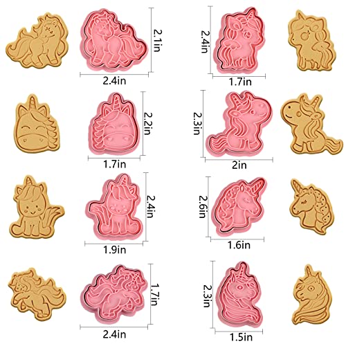 8 Piece Unicorn Cookie Cutters With Plunger Stamps Set (Unicorn Cookie Cutter with Plunger Stamps)