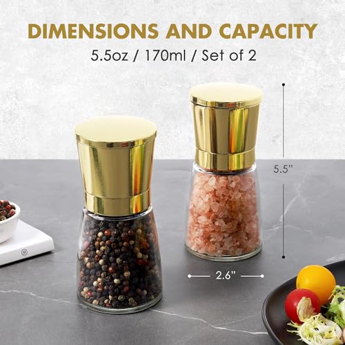 Golden Salt and Pepper Grinders Set (shiny gold / medium)