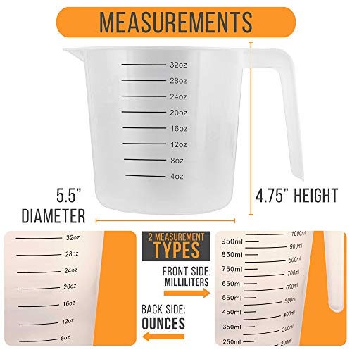 Plastic Measuring Cups with Handles (32-Ounce)