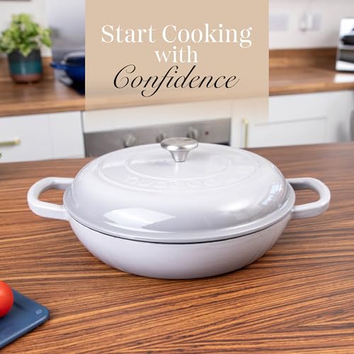 Shallow Cast Iron Casserole with Lid (Grey / 3.7-Quart - Shallow)