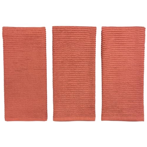 Peach Coral Salmon Kitchen Dish Towels (Ribbed Peach)