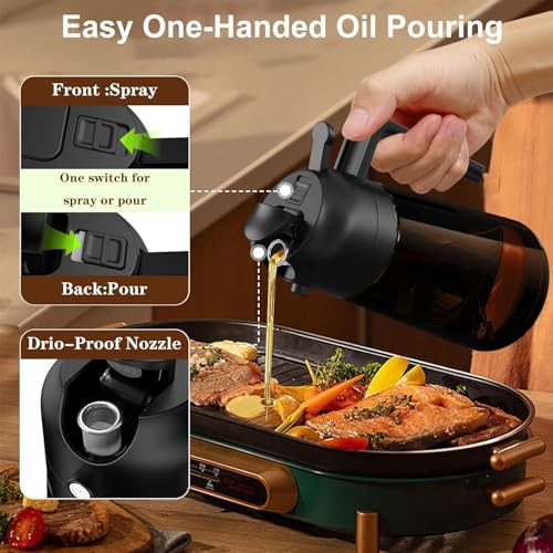 Oliver Oil Sprayer Dispenser for Cooking Bottle 16oz Dark Glass 2pcs Black (Brown Bottles-2 Black)
