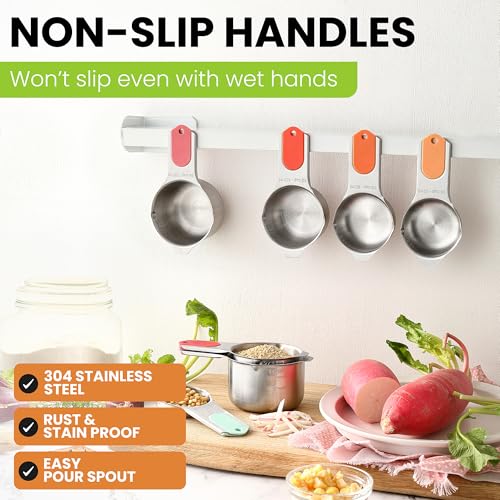 Magnetic Stainless Steel Measuring Cups Set of 7 (Desert Sunset / Magnetic - Set of 7)
