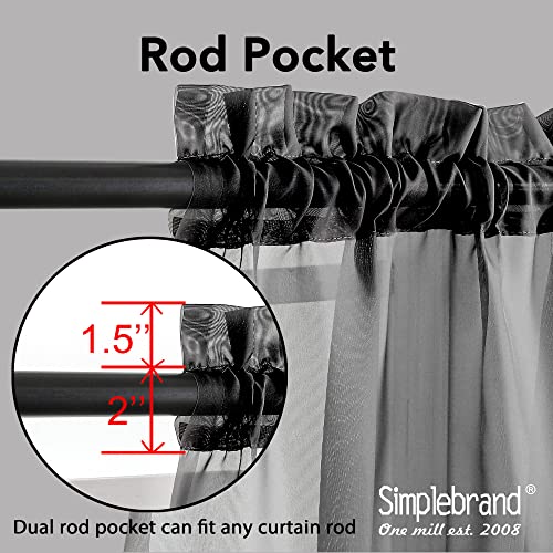 Black Sheer Curtains 63 Inch Length 2 Panels (Black / 42"W x 63"L (Pack of 2))