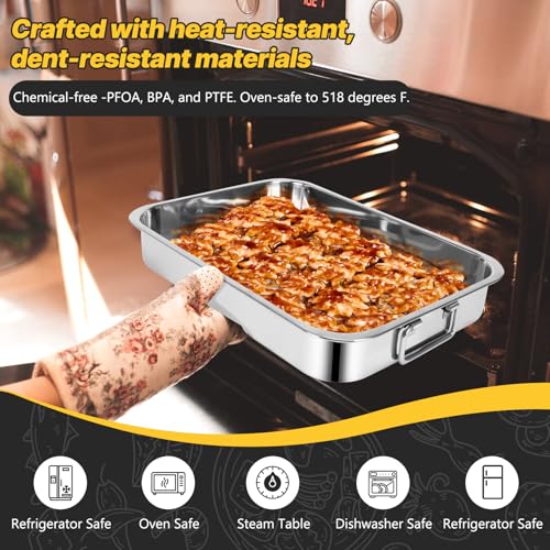 15.5" Stainless Steel Roasting Pans with Handles (15.5")