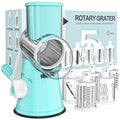 Rotary Cheese Grater Hand Crank Cheese Shredder for Fresh Cheese (5 BLADES / Blue)