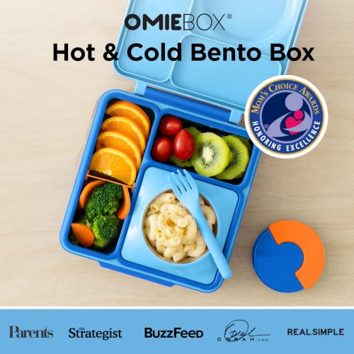 OmieBox Kids Insulated Leakproof Bento Lunch Box with Food Jar (8.5 Ounces / Blue Sky)