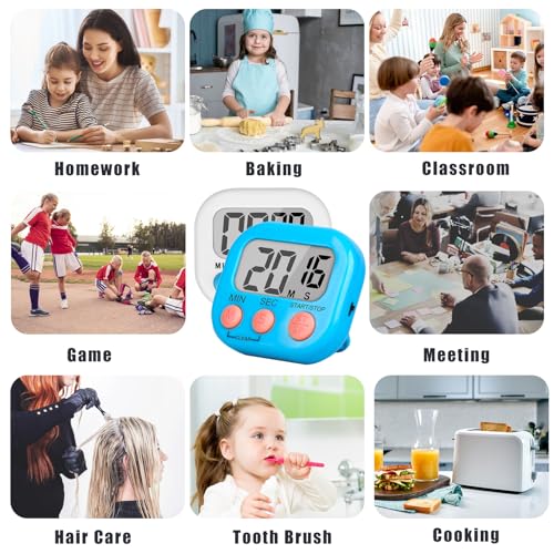 Classroom Timer for Kids Teachers 4 Pack Digital Timers Blue White (White & Blue)