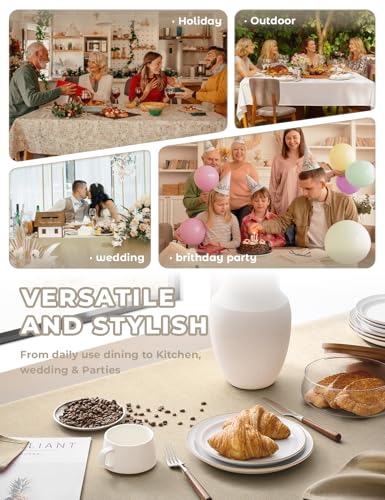 Faux Linen Small Rectangle Tablecloth for Kitchen Dining Room (Beige / 52" x 70" (Rectangular))
