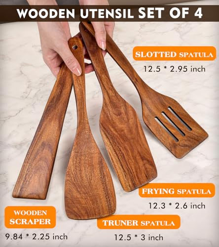 4Pcs Wooden Spatula for Cooking (4PC)