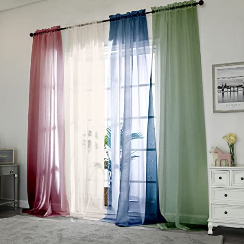 Ivory Sheer Curtains 108 Inch Long 2 Panels Set (Ivory / 42"W x 108"L (Pack of 2))