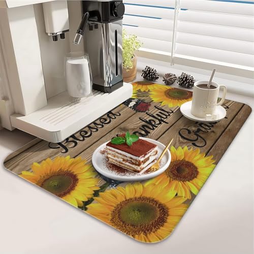 Dish Drying Mat 2 (Sunflower-4 / 2-Pack)