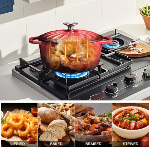 Enameled Cast Iron Dutch Oven Pot with Lid (Red / 3 QT)