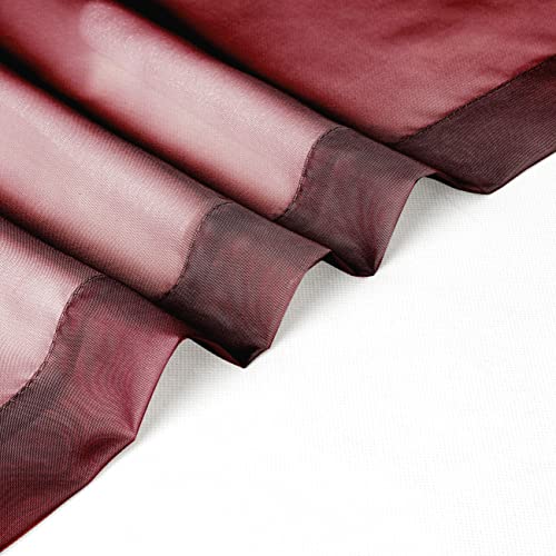 Sheer Valances for Windows 2 Pack (Burgundy / 42"W x 14"L (Pack of 2))