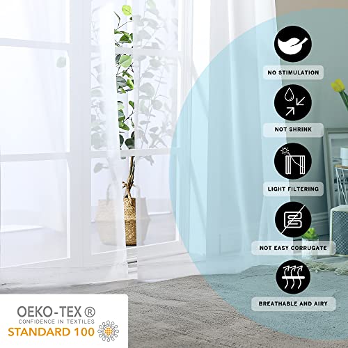 White Sheer Window Curtains 144 inch Extra Long 2PCS (White / 42"W x 144"L (Pack of 2))