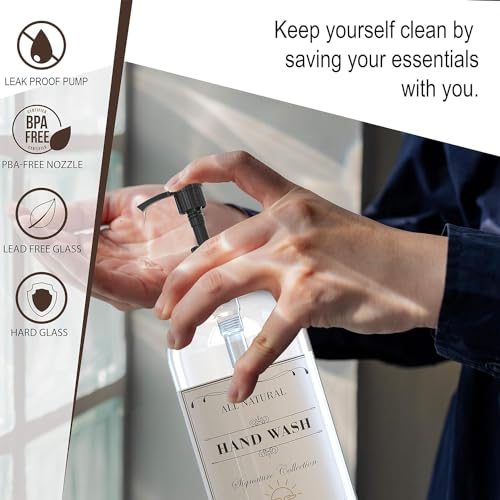 Clear Glass Soap Dispenser with Pump (Black Plastic Pump - Clear Glass 4pcs)