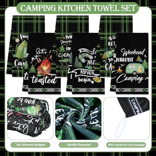 6 Pcs Camping Kitchen Towels Black Absorbent Dishcloth (Camping Kitchen)
