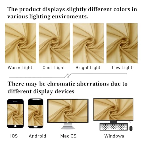 Gold Sheer Curtains 54 Inch Length 2 Panels (Gold / 40"W x 54"L (Pack of 2))