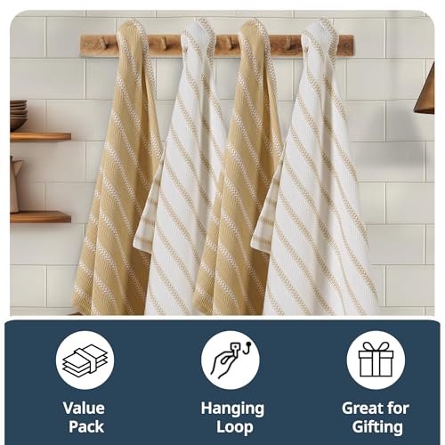 Hand Towels for Kitchen 100% Cotton Absorbent 4 Pack (18"x28" - 4 Pack / 14: Beige Herringbone)
