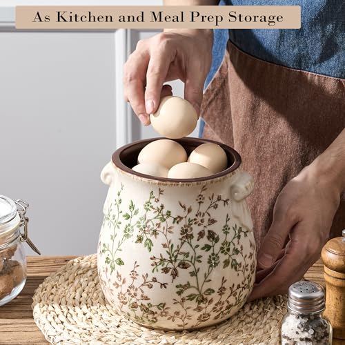 Utensil Holder for Kitchen Counter (Green and Beige- 2 Ears)