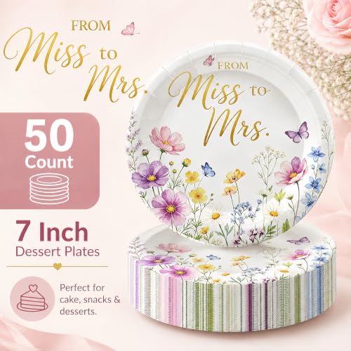 50 Pack Miss to Mrs Paper Plates 7 Inch