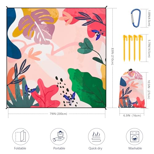 Waterproof Sandproof Beach Blanket Mat for 1 (79" X 83"（1~3 person） / Colorful Print)
