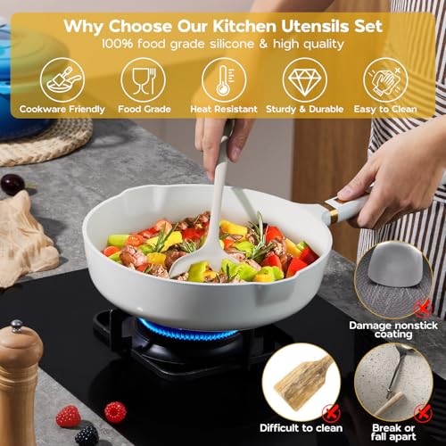 Silicone Cooking Utensils Set (White)