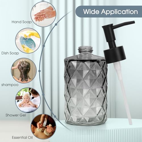 Glass Soap Dispenser with Plastic Pump (Plastic Pump / Diamond-gradient Grey)