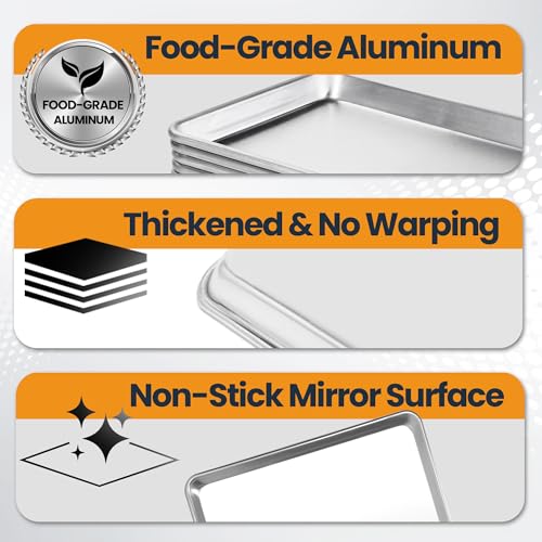 6 Pack Aluminum Baking Sheet Pan (6-pack Solid Large Size (21"×15"))