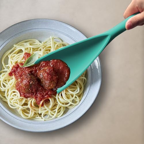 Silicone Cooking Spoon Spatula For Non (Teal_2-PCS)
