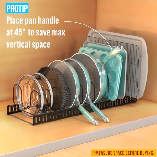 Adjustable Bakeware Pots and Pans Organizer Under Cabinet (11 Divider)