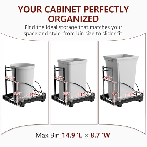 Under Sink Trash Can Pull Out Trash Hidden for 30 (Dark Black)