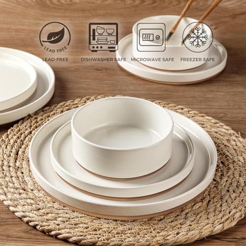 Stoneware Dinnerware Sets for 8 (Service for 8 / Modern-Beige)