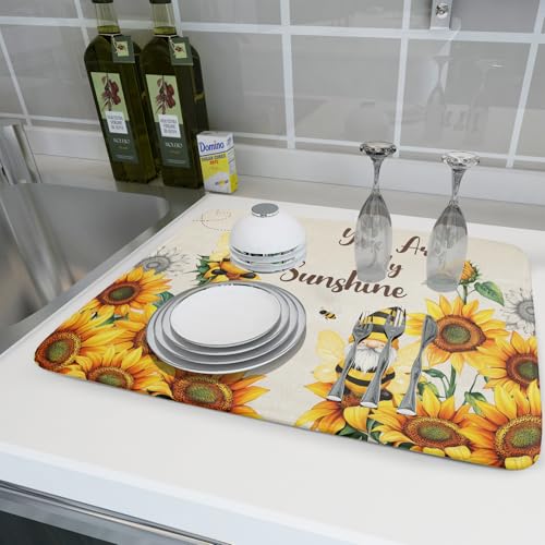 Bee Gnomes Dish Drying Mat (24" x 18")