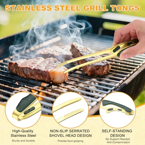 3 Pack Grill Tongs (Green, Red, Black)
