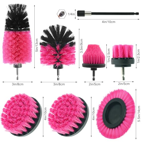 8 Pcs Drill Brush Attachment Set (Pink)