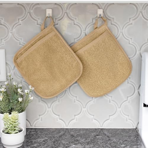 Terry Pocket Mitt & Hot Pad (4-Pack / Straw)